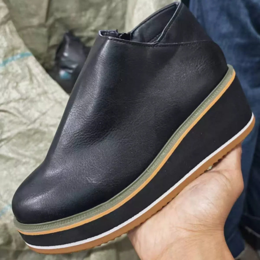 Ankle Wedge Boots with Zipper Apparel and Accessories