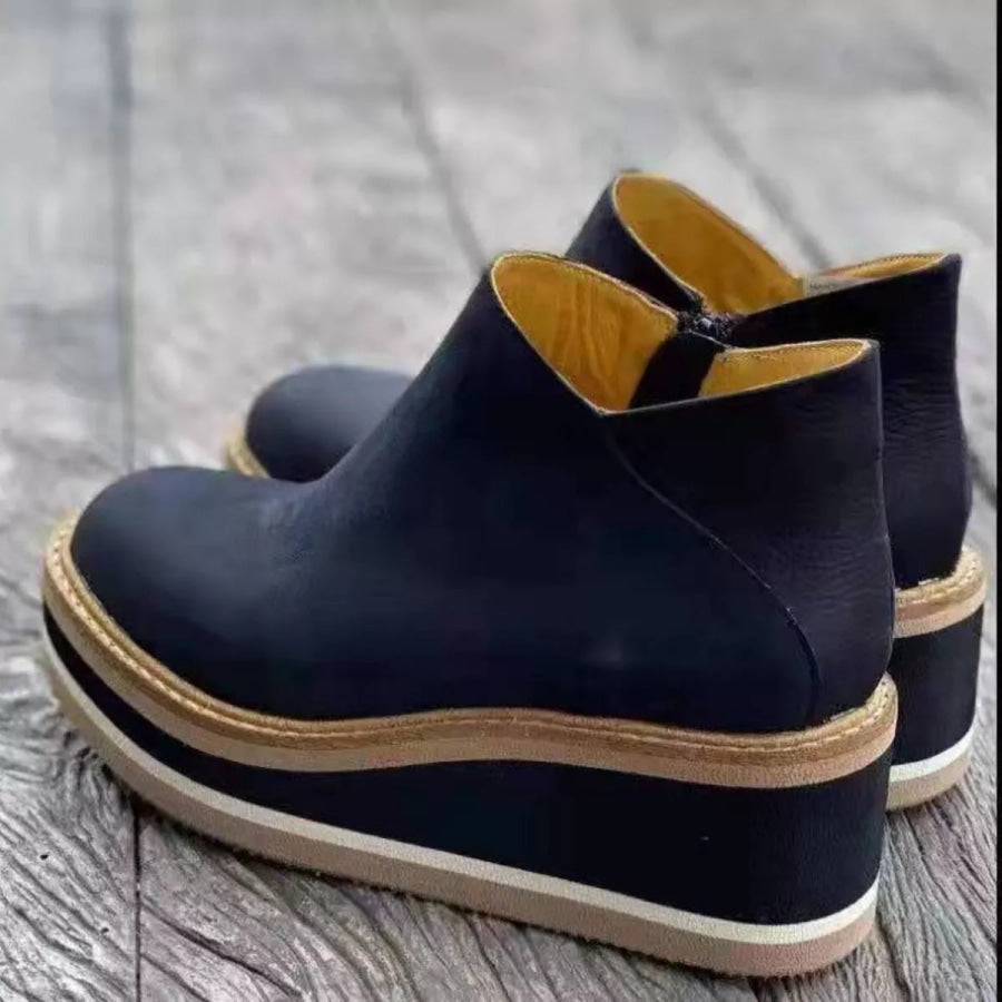 Ankle Wedge Boots with Zipper Apparel and Accessories