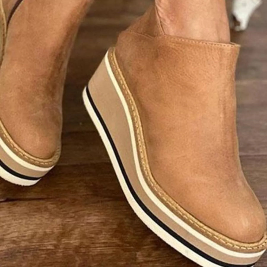 Ankle Wedge Boots with Zipper Apparel and Accessories
