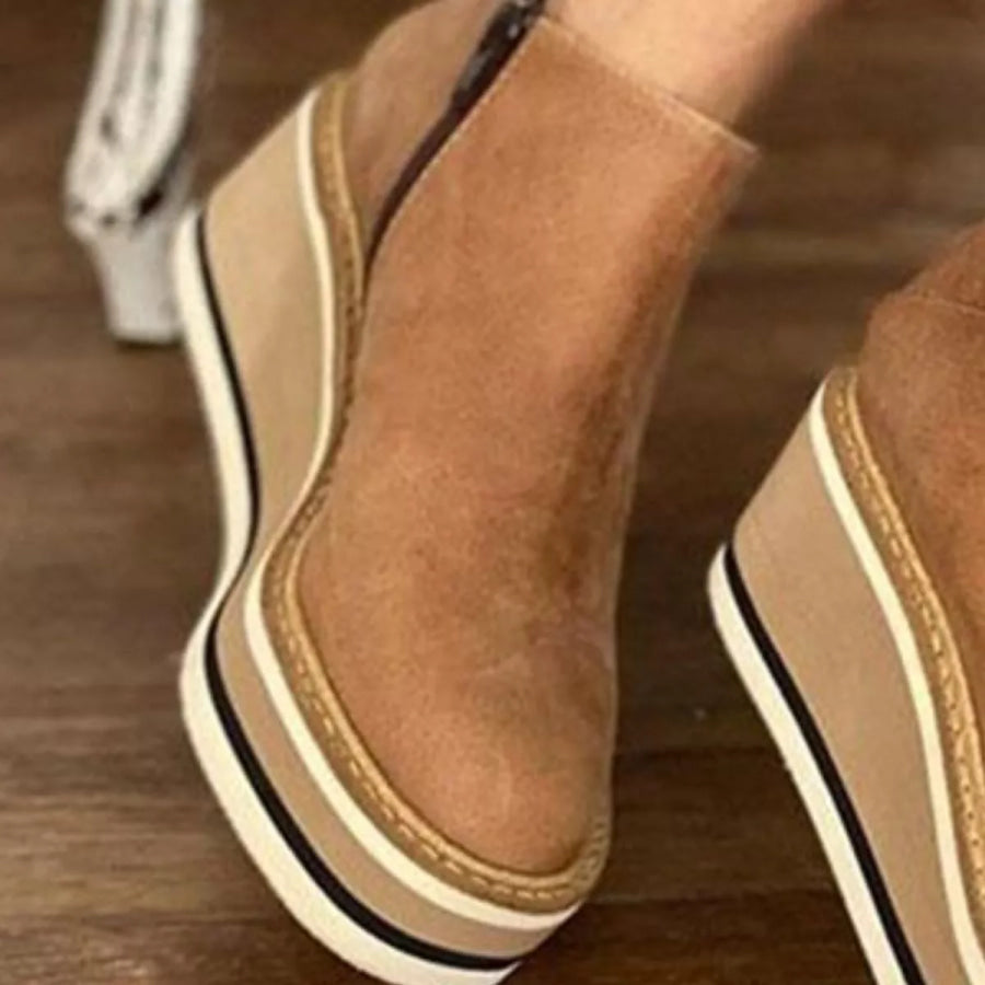 Ankle Wedge Boots with Zipper Apparel and Accessories