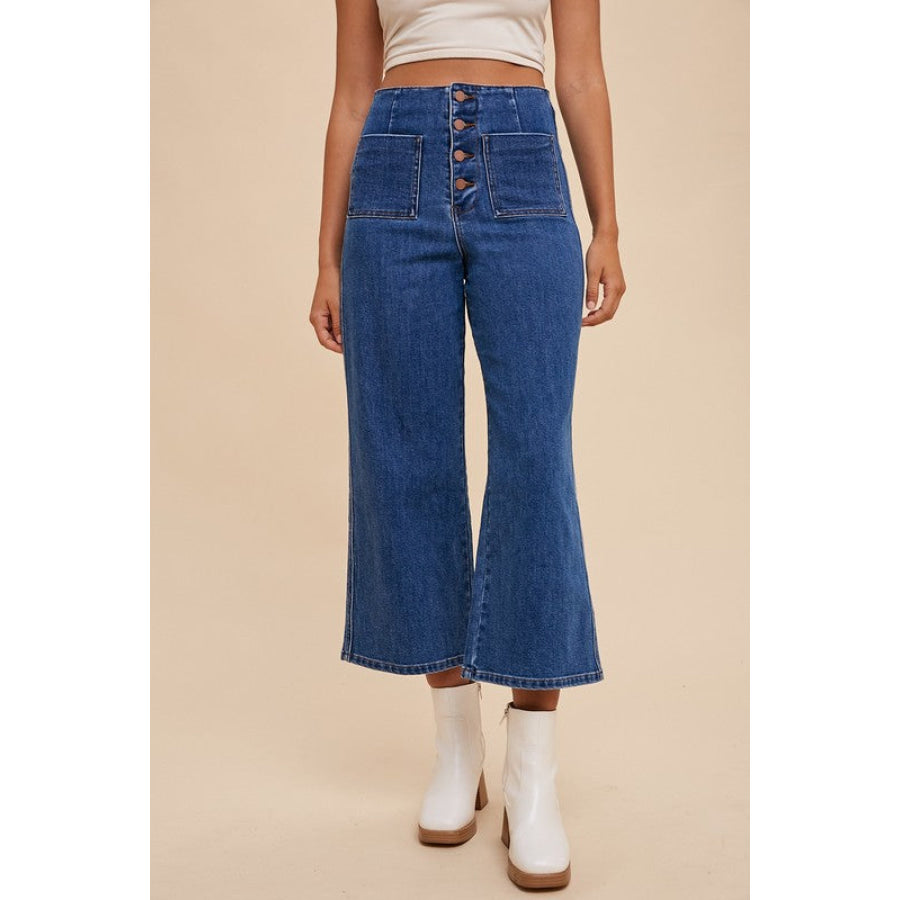 Annie Wear Button Fly High Waist Jeans Dark / S Apparel and Accessories