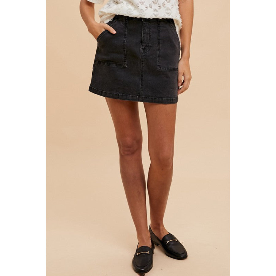 Annie Wear Cargo Denim Mini Skirt Apparel and Accessories