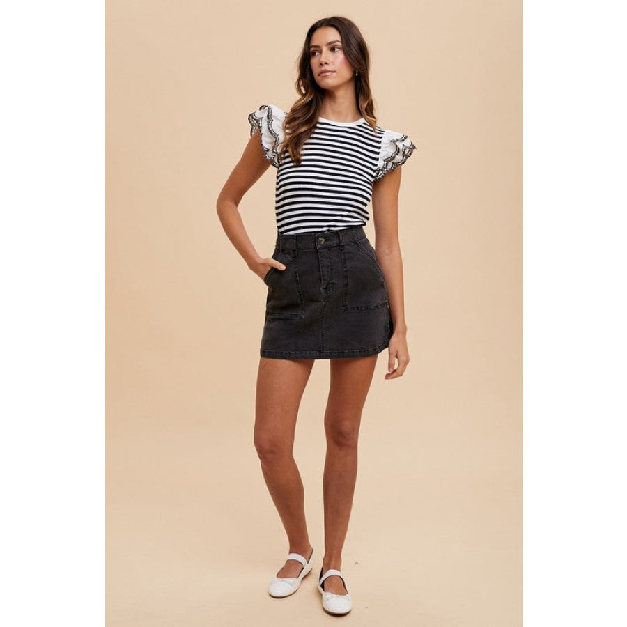 Annie Wear Cargo Denim Mini Skirt Apparel and Accessories