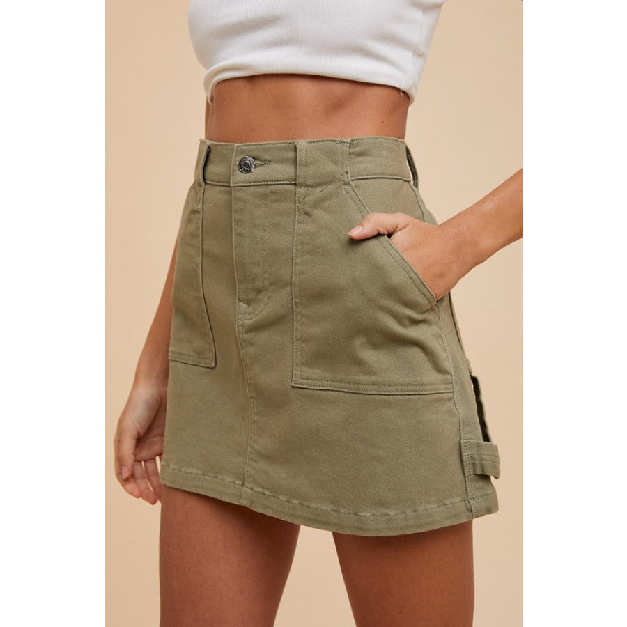 Annie Wear Cargo Denim Mini Skirt Apparel and Accessories