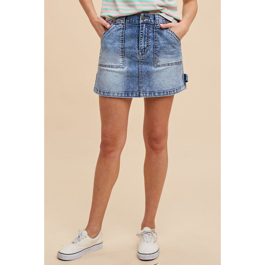 Annie Wear Cargo Denim Mini Skirt Medium / S Apparel and Accessories