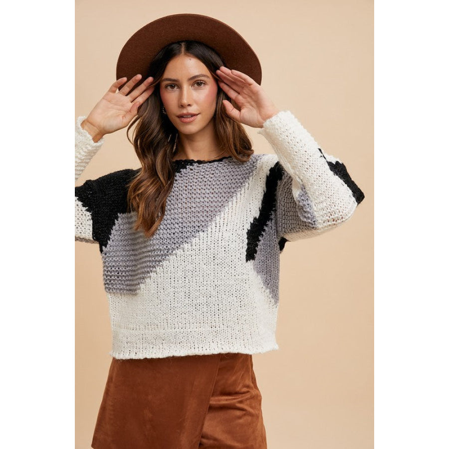 Annie Wear Color Block Drop Shoulder Sweater Apparel and Accessories