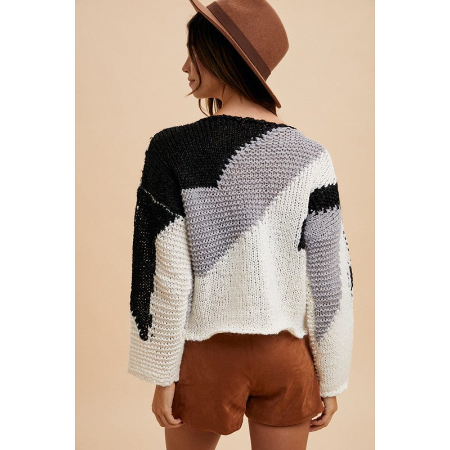 Annie Wear Color Block Drop Shoulder Sweater Apparel and Accessories