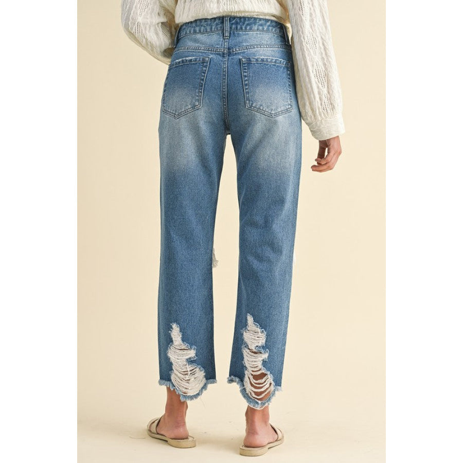 Annie Wear Distressed Raw Hem Cropped Jeans Apparel and Accessories