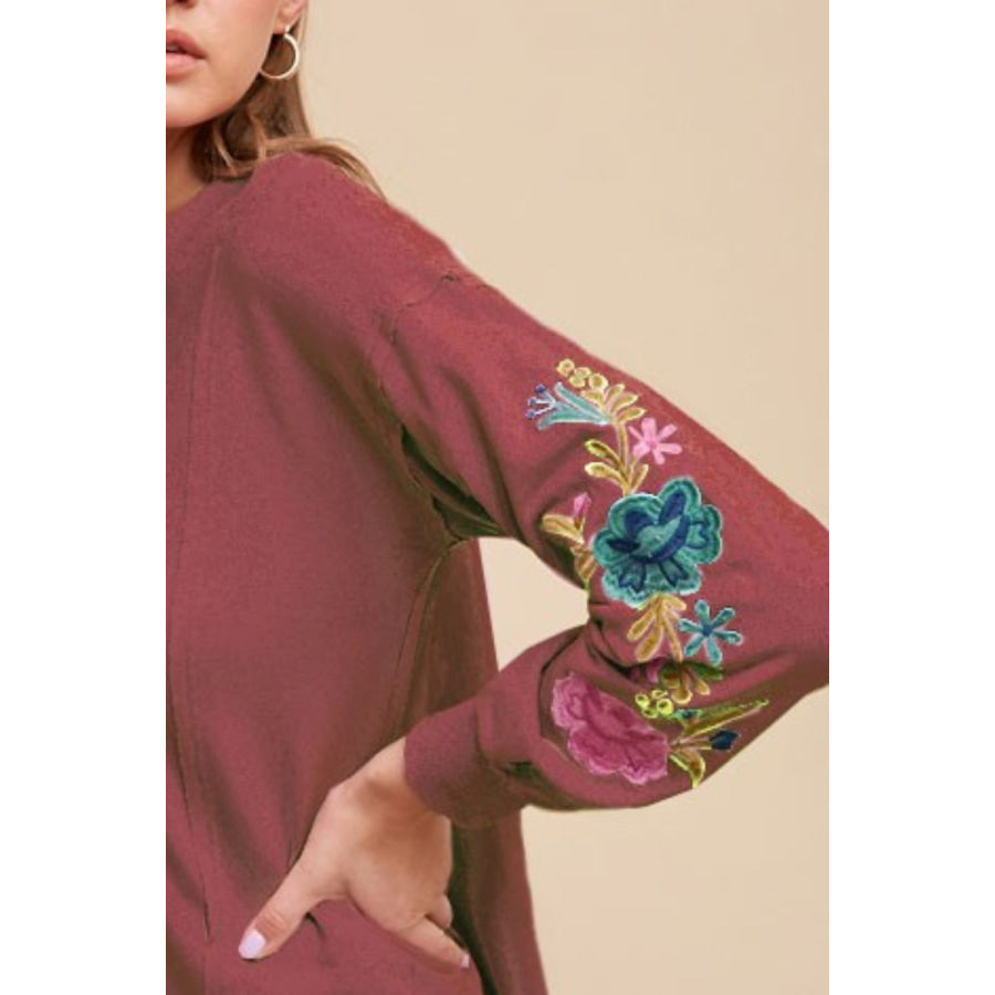 Annie Wear Embroidered Long Sleeve French Terry Top Apparel and Accessories