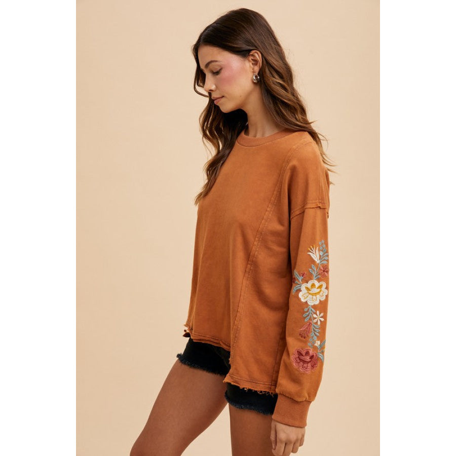 Annie Wear Embroidered Long Sleeve French Terry Top Apparel and Accessories