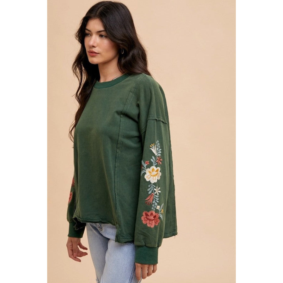 Annie Wear Embroidered Long Sleeve French Terry Top Apparel and Accessories