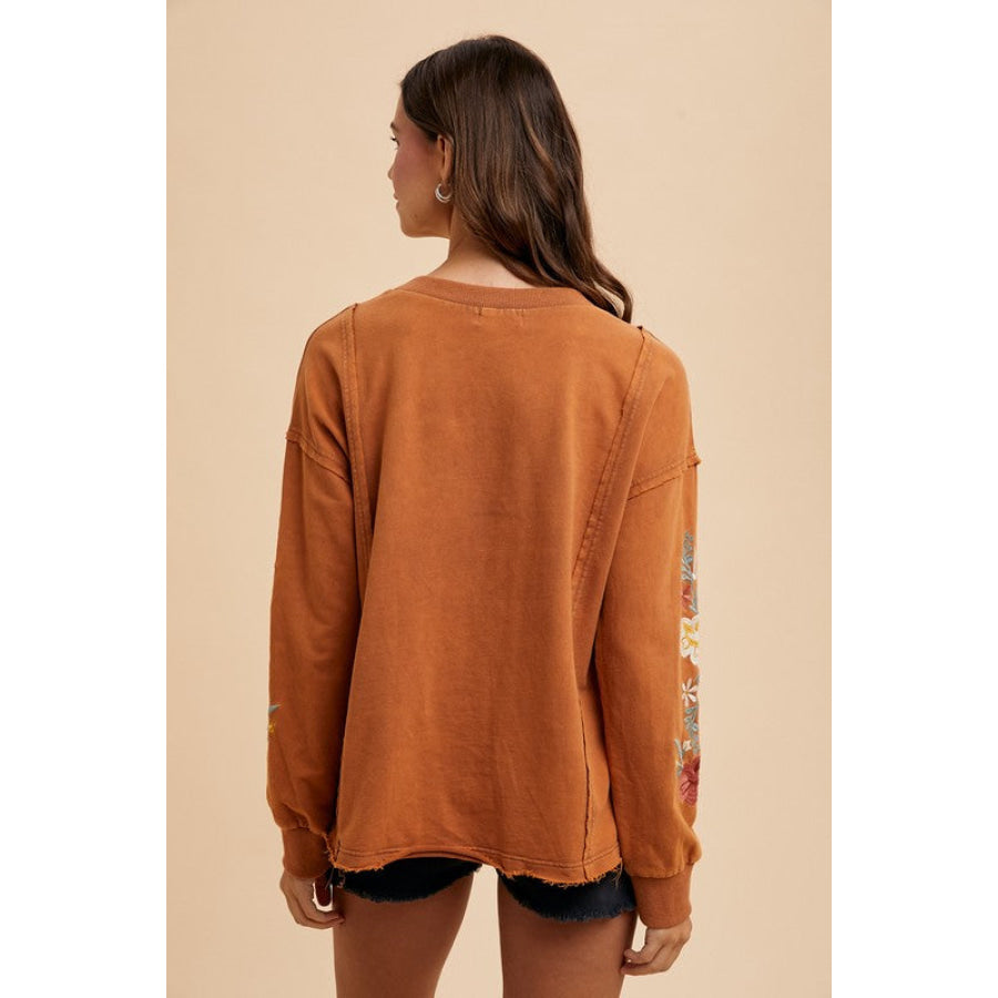 Annie Wear Embroidered Long Sleeve French Terry Top Apparel and Accessories