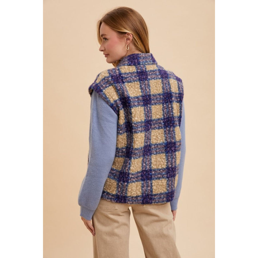 Annie Wear Faux Fur Plaid Button Up Jacket Apparel and Accessories