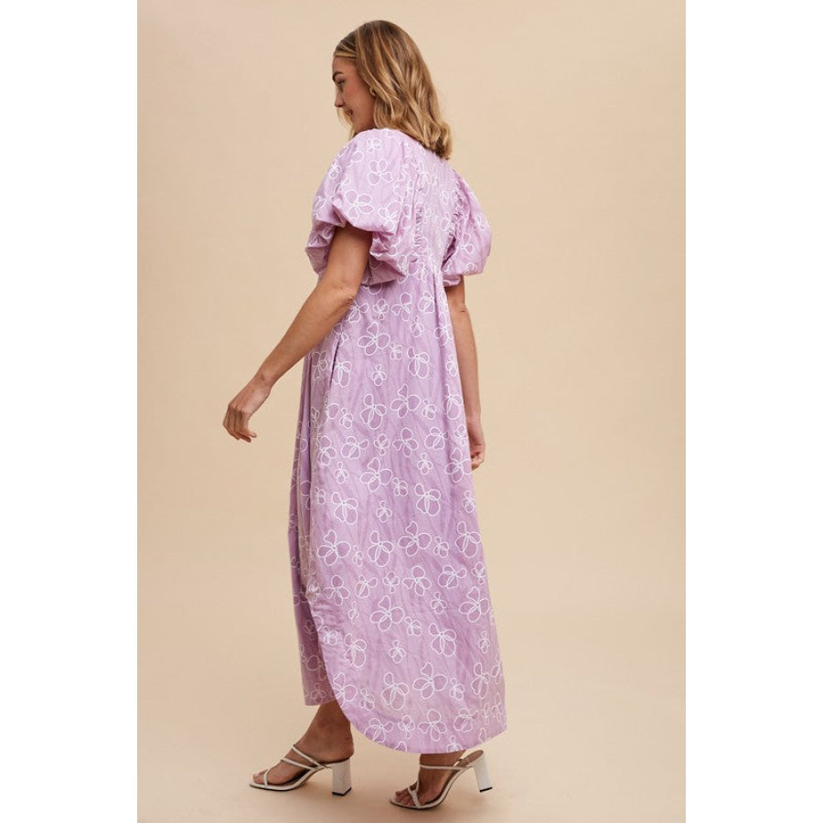 Annie Wear Floral Smock Detail Puff Sleeve Dress Apparel and Accessories