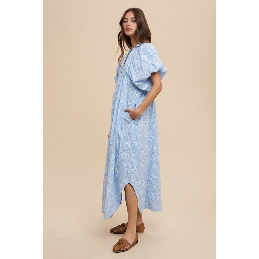 Annie Wear Floral Smock Detail Puff Sleeve Dress Apparel and Accessories