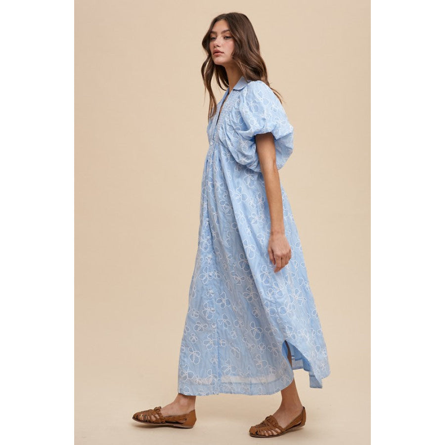 Annie Wear Floral Smock Detail Puff Sleeve Dress Apparel and Accessories