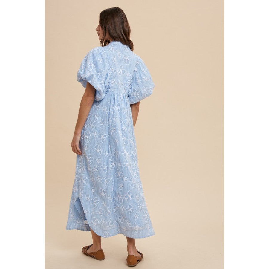 Annie Wear Floral Smock Detail Puff Sleeve Dress Apparel and Accessories