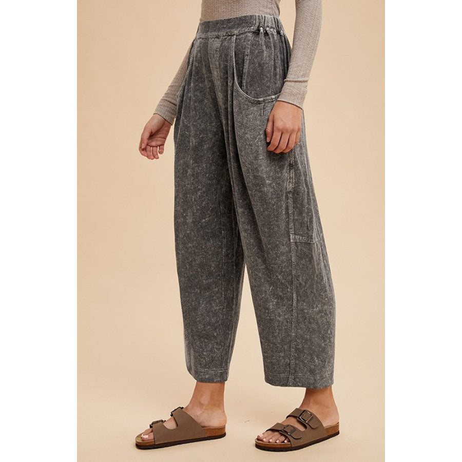 Annie Wear Mineral Washed Elastic Waist Pants Apparel and Accessories