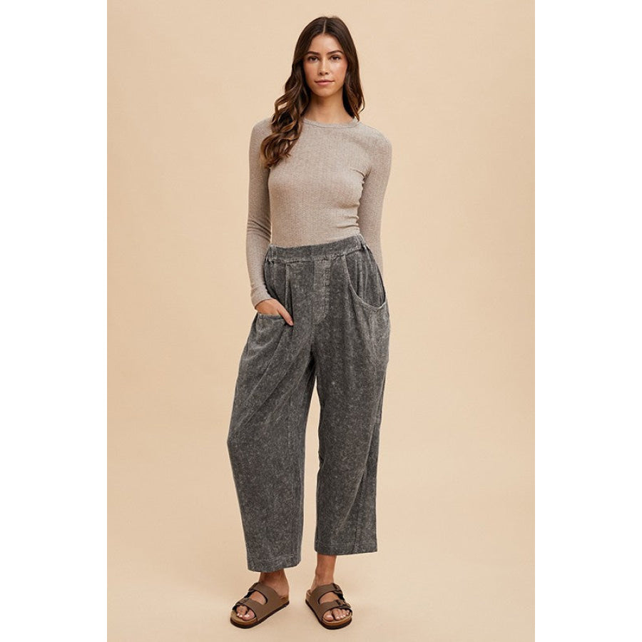 Annie Wear Mineral Washed Elastic Waist Pants Apparel and Accessories