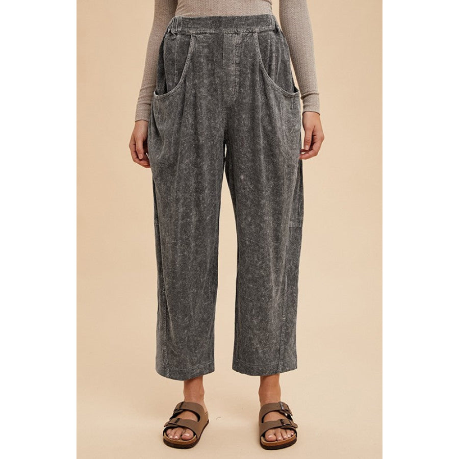 Annie Wear Mineral Washed Elastic Waist Pants Apparel and Accessories