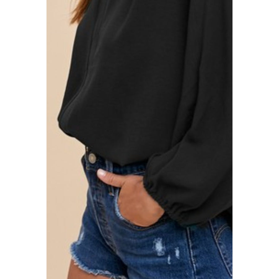 Annie Wear Notched Batwing Sleeve Blouse Black / S Apparel and Accessories