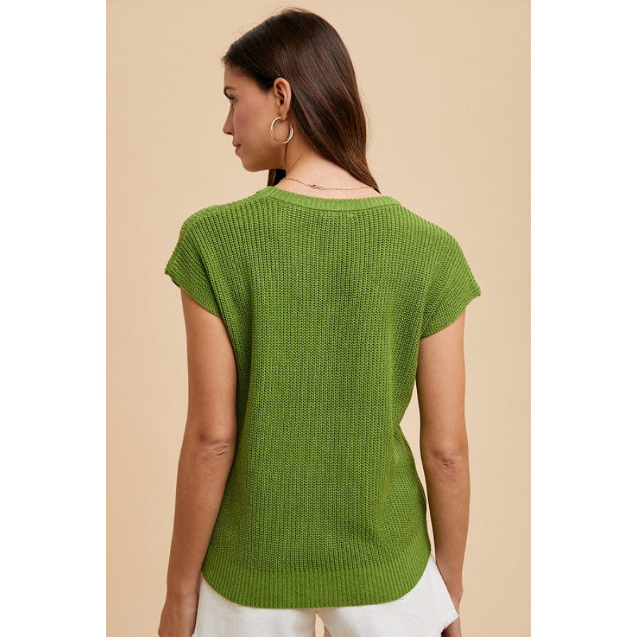 Annie Wear Round Neck Short Sleeve Sweater Apparel and Accessories