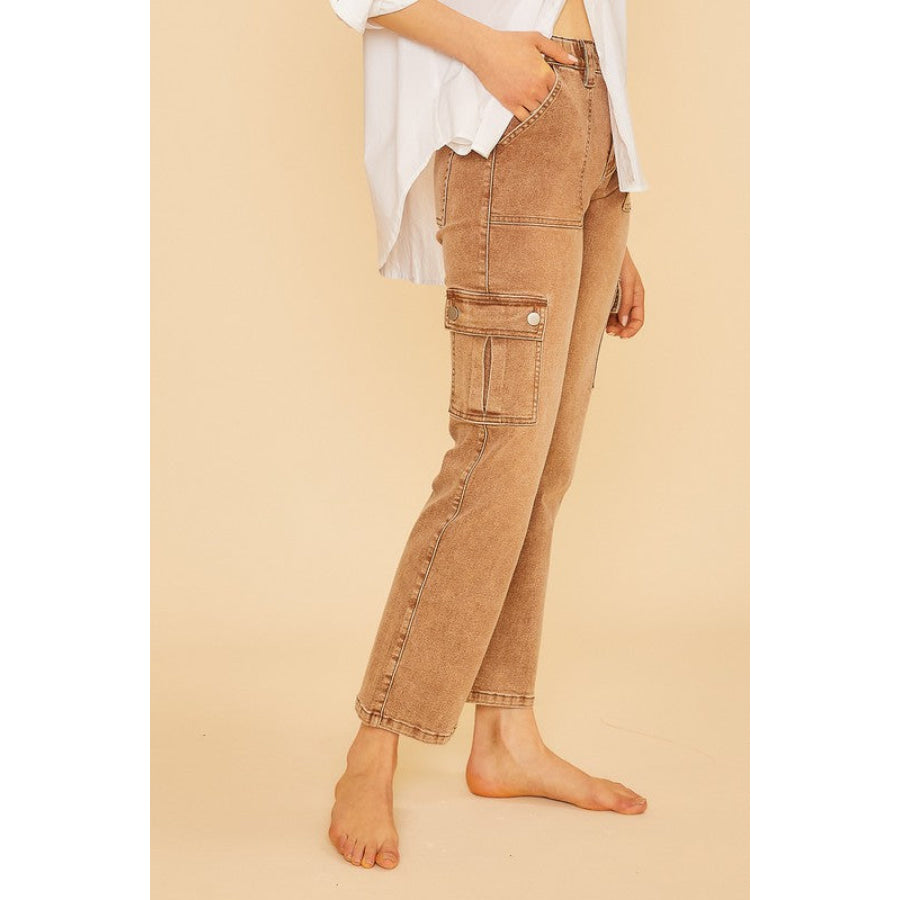 Annie Wear Straight Leg Jeans with Cargo Pockets Apparel and Accessories