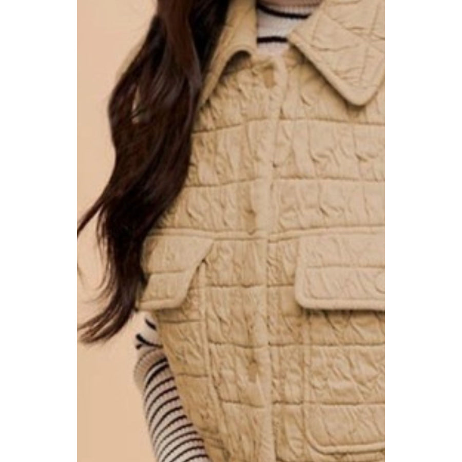 Annie Wear Texture Quilted Snap Down Vest Coat Apparel and Accessories