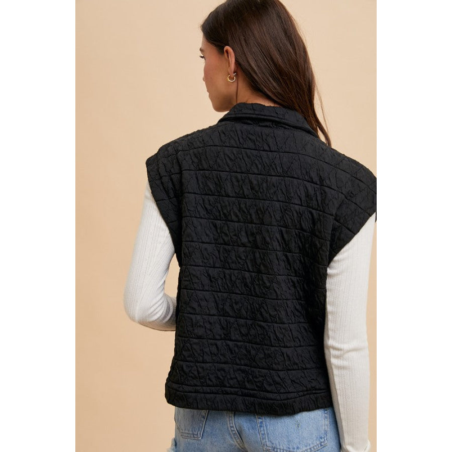 Annie Wear Texture Quilted Snap Down Vest Coat Apparel and Accessories