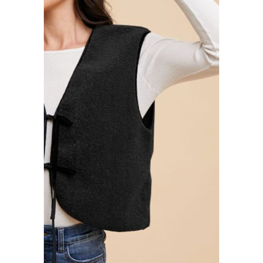 Annie Wear V-Neck Tie Detail Vest Coat Apparel and Accessories