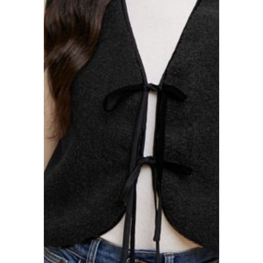 Annie Wear V-Neck Tie Detail Vest Coat Apparel and Accessories