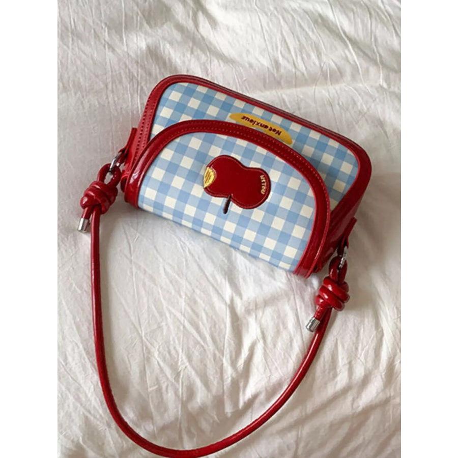 Apple Gingham Shoulder Bag Red / ONESIZE Apparel and Accessories