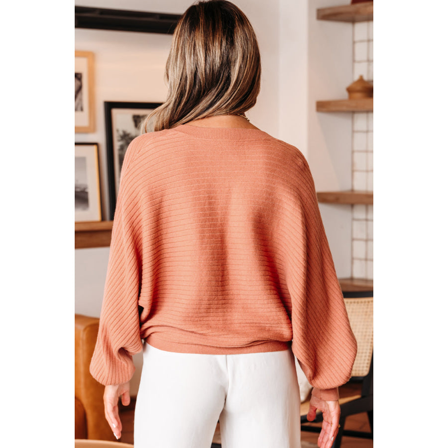Apricot Pink Wide Rib Knit Button Front Dolman Sleeve Sweater Cardigan Apricot Pink / S / 52% Viscose + 26% Polyester + 22% Polyamide