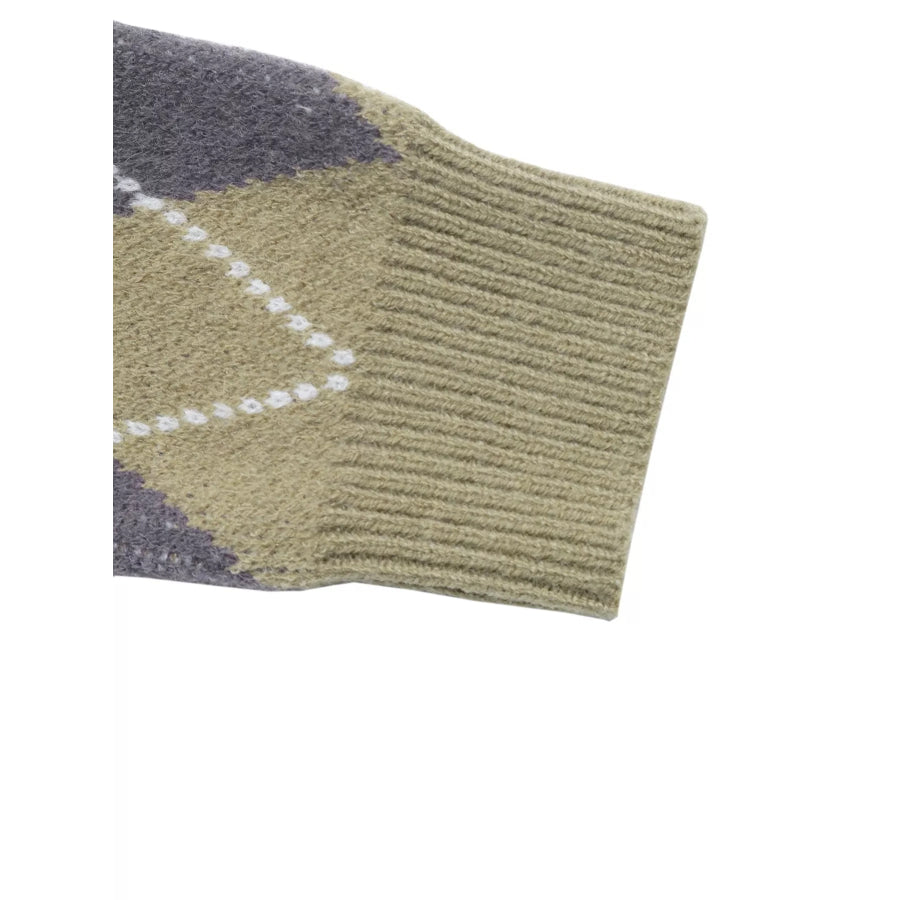 Argyle Pattern Collared Knit Sweater Apparel and Accessories