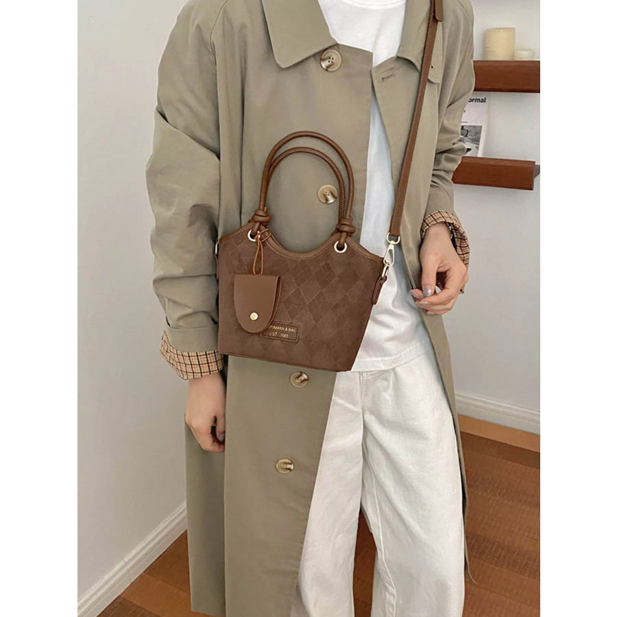 Argyle Pattern Crossbody Bag Brown / onesize Apparel and Accessories