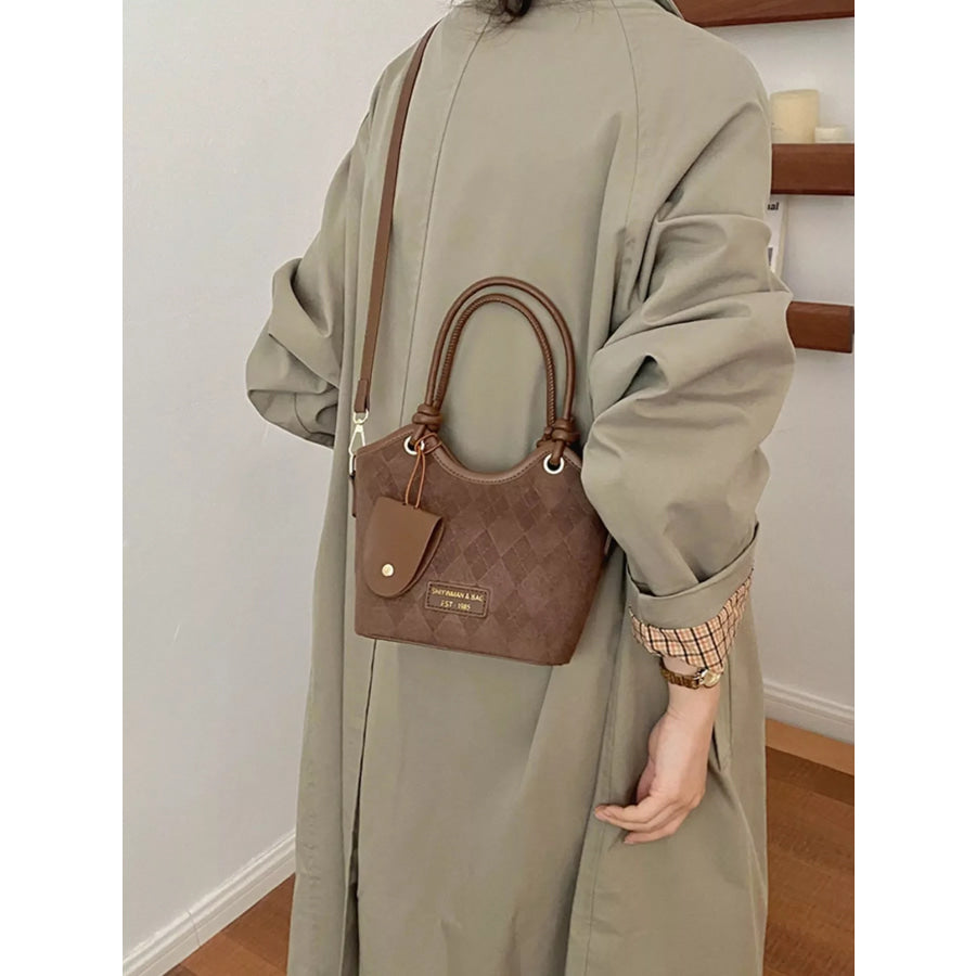 Argyle Pattern Crossbody Bag Brown / onesize Apparel and Accessories