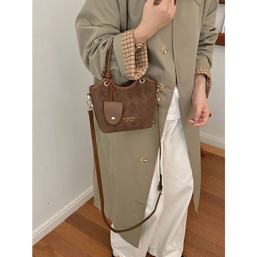 Argyle Pattern Crossbody Bag Brown / onesize Apparel and Accessories