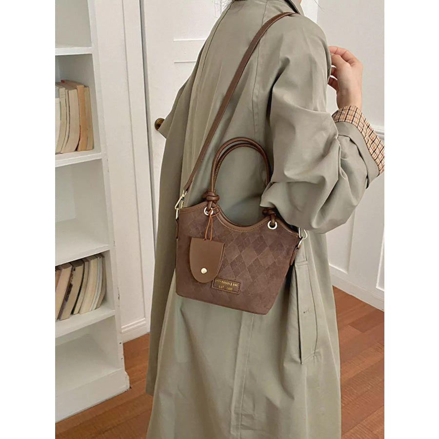 Argyle Pattern Crossbody Bag Brown / onesize Apparel and Accessories