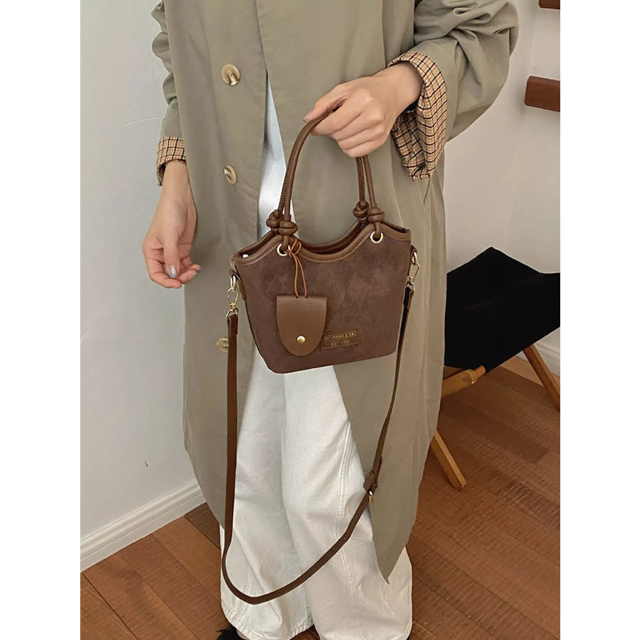 Argyle Pattern Crossbody Bag Brown / onesize Apparel and Accessories