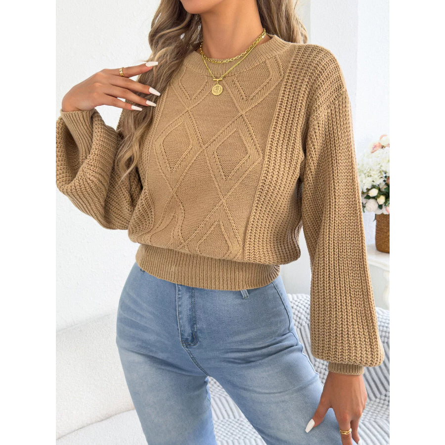 Argyle Pattern Lantern Sleeve Knit Sweater Apparel and Accessories