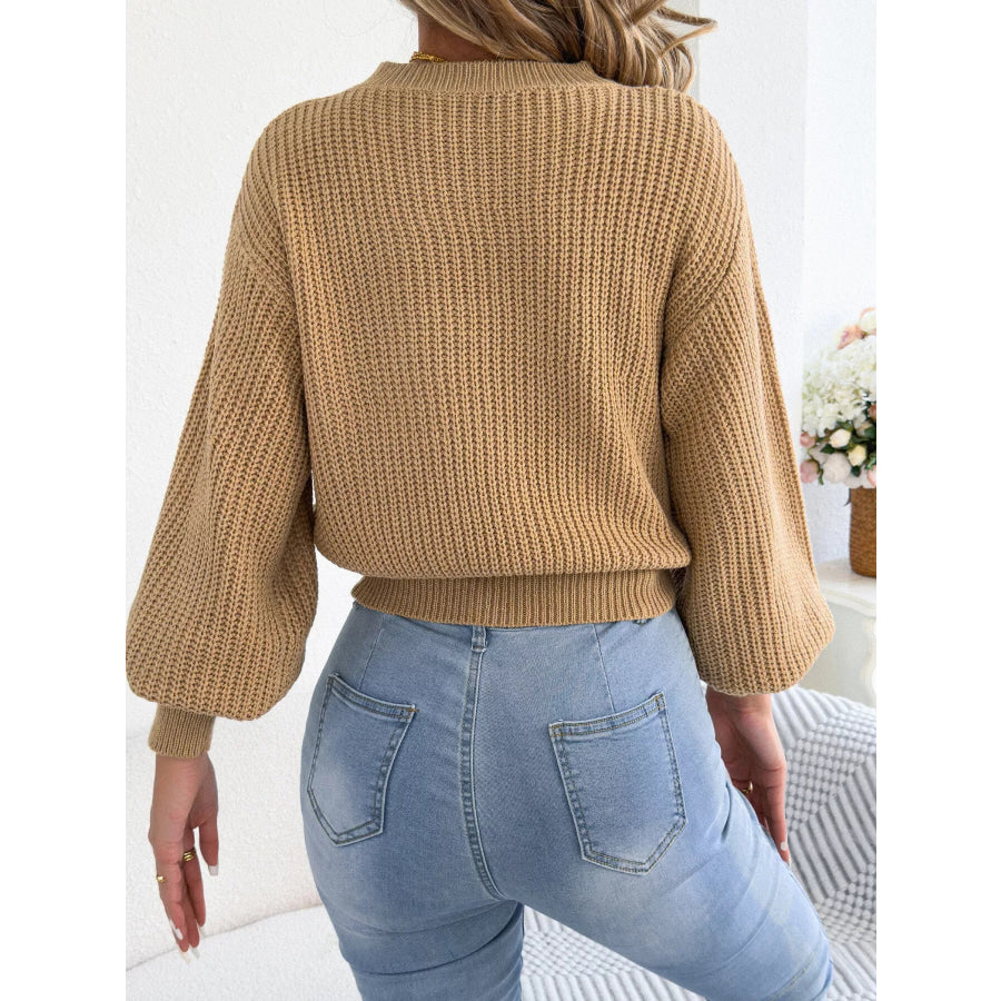 Argyle Pattern Lantern Sleeve Knit Sweater Apparel and Accessories