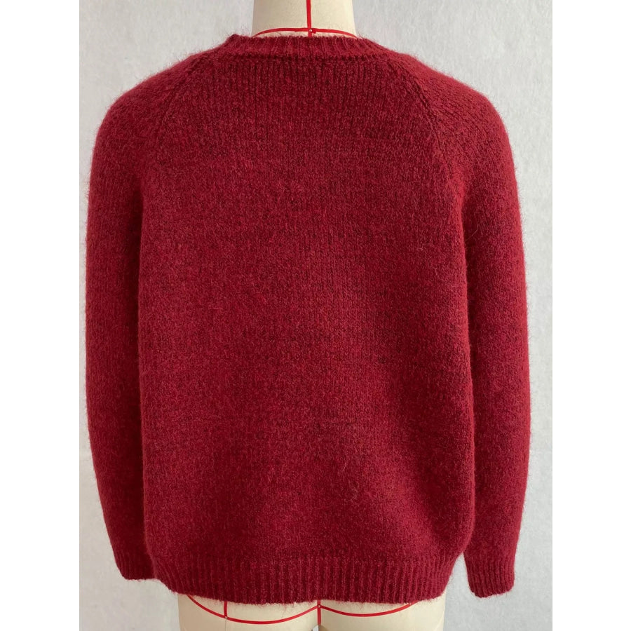 Argyle Pattern Raglan Sleeve Sweater Apparel and Accessories