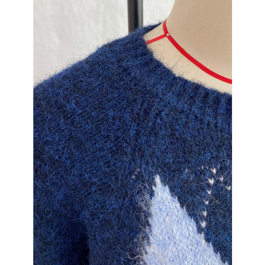 Argyle Pattern Raglan Sleeve Sweater Apparel and Accessories
