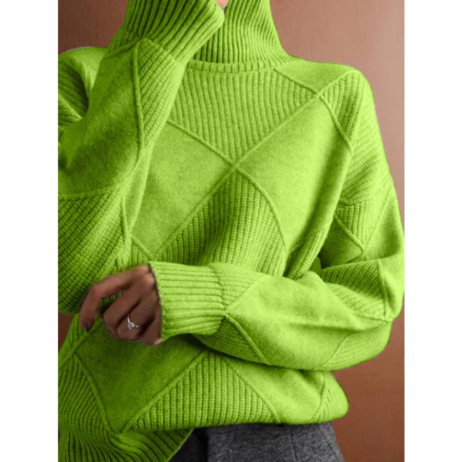 Argyle Pattern Turtleneck Sweater Apparel and Accessories