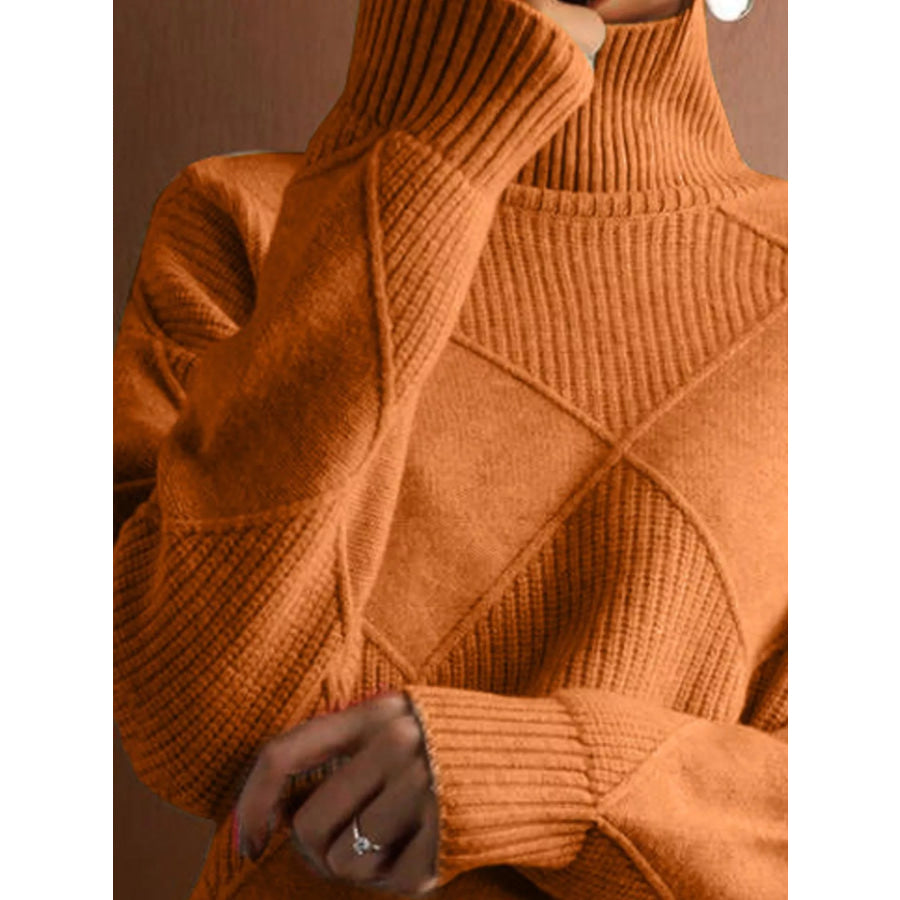 Argyle Pattern Turtleneck Sweater Apparel and Accessories