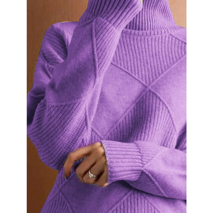Argyle Pattern Turtleneck Sweater Apparel and Accessories