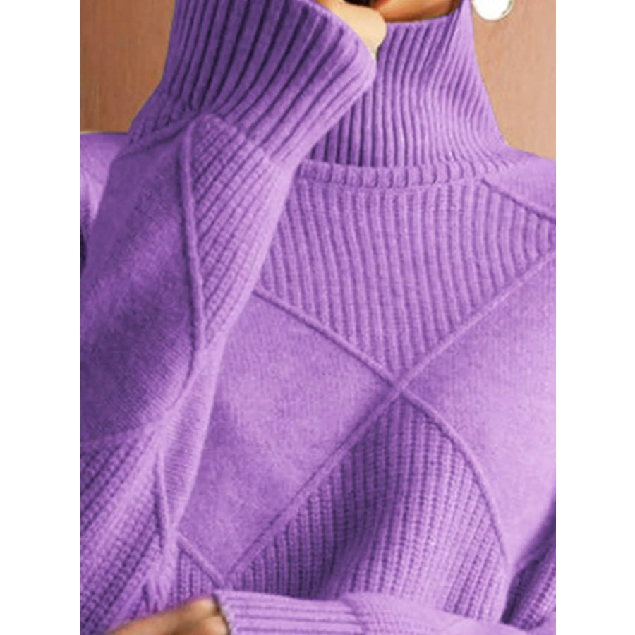 Argyle Pattern Turtleneck Sweater Apparel and Accessories