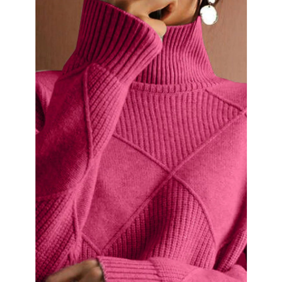 Argyle Pattern Turtleneck Sweater Apparel and Accessories