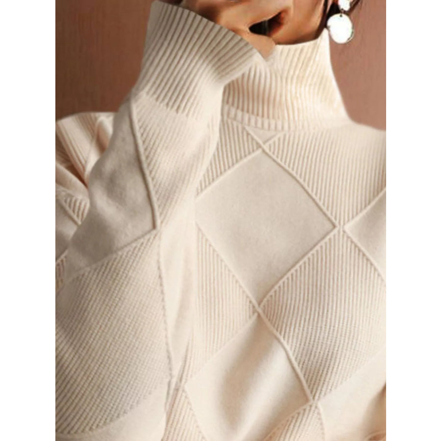 Argyle Pattern Turtleneck Sweater Apparel and Accessories