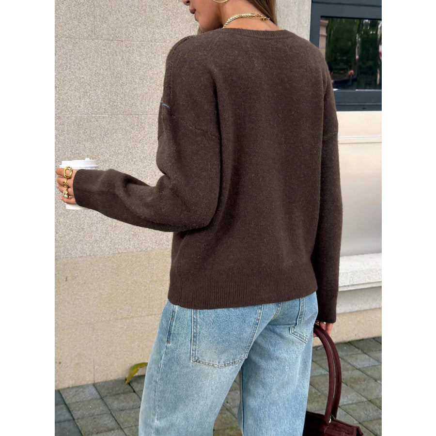 Argyle Pattern V-Neck Knit Sweater Apparel and Accessories